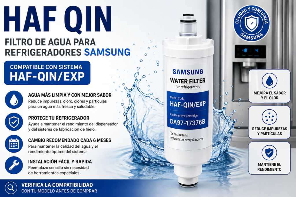 Filtro HAF QIN Samsung DA97-17376B para refrigerador Samsung compatible con sistema HAF-QIN/EXP